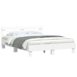 vidaXL Cadru de pat cu tăblie, alb, 140x200 cm, lemn prelucrat vidaXL Cadru de pat cu tăblie, alb, 140x200 cm, lemn prelucrat