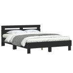 vidaXL Cadru de pat cu tăblie, negru, 140x200 cm, lemn prelucrat vidaXL Cadru de pat cu tăblie, negru, 140x200 cm, lemn prelucrat