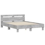 vidaXL Cadru de pat cu tăblie gri beton 140x200 cm lemn prelucrat