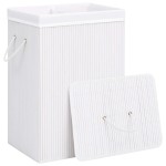 vidaXL Coș de rufe din bambus cu 2 secțiuni, alb, 72 L vidaXL Coș de rufe din bambus cu 2 secțiuni, alb, 72 L