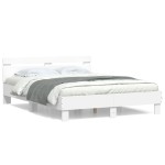 vidaXL Cadru de pat cu tăblie, alb, 140x190 cm, lemn prelucrat vidaXL Cadru de pat cu tăblie, alb, 140x190 cm, lemn prelucrat