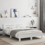 vidaXL Cadru de pat cu tăblie, alb, 140x190 cm, lemn prelucrat vidaXL Cadru de pat cu tăblie, alb, 140x190 cm, lemn prelucrat