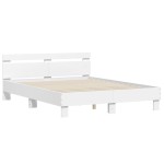 vidaXL Cadru de pat cu tăblie, alb, 140x190 cm, lemn prelucrat vidaXL Cadru de pat cu tăblie, alb, 140x190 cm, lemn prelucrat