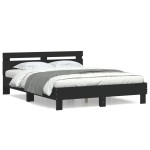 vidaXL Cadru de pat cu tăblie, negru, 140x190 cm, lemn prelucrat vidaXL Cadru de pat cu tăblie, negru, 140x190 cm, lemn prelucrat