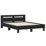 vidaXL Cadru de pat cu tăblie, negru, 140x190 cm, lemn prelucrat vidaXL Cadru de pat cu tăblie, negru, 140x190 cm, lemn prelucrat