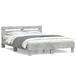 vidaXL Cadru de pat cu tăblie gri beton 140x190 cm lemn prelucrat vidaXL Cadru de pat cu tăblie gri beton 140x190 cm lemn prelucrat