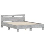 vidaXL Cadru de pat cu tăblie gri beton 140x190 cm lemn prelucrat vidaXL Cadru de pat cu tăblie gri beton 140x190 cm lemn prelucrat
