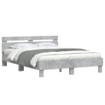 vidaXL Cadru de pat cu tăblie gri beton 140x190 cm lemn prelucrat vidaXL Cadru de pat cu tăblie gri beton 140x190 cm lemn prelucrat