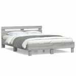 vidaXL Cadru de pat cu tăblie gri sonoma 140x190 cm lemn prelucrat vidaXL Cadru de pat cu tăblie gri sonoma 140x190 cm lemn prelucrat