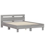 vidaXL Cadru de pat cu tăblie gri sonoma 140x190 cm lemn prelucrat vidaXL Cadru de pat cu tăblie gri sonoma 140x190 cm lemn prelucrat