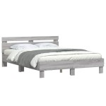 vidaXL Cadru de pat cu tăblie gri sonoma 140x190 cm lemn prelucrat vidaXL Cadru de pat cu tăblie gri sonoma 140x190 cm lemn prelucrat