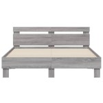 vidaXL Cadru de pat cu tăblie gri sonoma 140x190 cm lemn prelucrat vidaXL Cadru de pat cu tăblie gri sonoma 140x190 cm lemn prelucrat