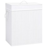 vidaXL Coș de rufe din bambus cu 2 secțiuni, alb, 100 L vidaXL Coș de rufe din bambus cu 2 secțiuni, alb, 100 L