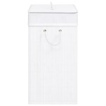 vidaXL Coș de rufe din bambus cu 2 secțiuni, alb, 100 L vidaXL Coș de rufe din bambus cu 2 secțiuni, alb, 100 L