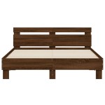 vidaXL Cadru de pat cu tăblie, stejar maro, 140x190 cm, lemn prelucrat