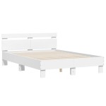 vidaXL Cadru de pat cu tăblie, alb, 135x190 cm, lemn prelucrat vidaXL Cadru de pat cu tăblie, alb, 135x190 cm, lemn prelucrat