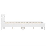 vidaXL Cadru de pat cu tăblie, alb, 135x190 cm, lemn prelucrat vidaXL Cadru de pat cu tăblie, alb, 135x190 cm, lemn prelucrat