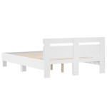 vidaXL Cadru de pat cu tăblie, alb, 135x190 cm, lemn prelucrat vidaXL Cadru de pat cu tăblie, alb, 135x190 cm, lemn prelucrat