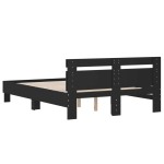 vidaXL Cadru de pat cu tăblie, negru, 135x190 cm, lemn prelucrat vidaXL Cadru de pat cu tăblie, negru, 135x190 cm, lemn prelucrat