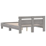 vidaXL Cadru de pat cu tăblie, gri sonoma, 135x190 cm, lemn prelucrat vidaXL Cadru de pat cu tăblie, gri sonoma, 135x190 cm, lemn prelucrat