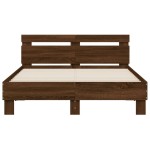 vidaXL Cadru de pat cu tăblie, stejar maro, 135x190 cm, lemn prelucrat vidaXL Cadru de pat cu tăblie, stejar maro, 135x190 cm, lemn prelucrat