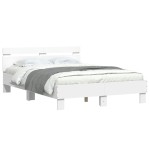 vidaXL Cadru de pat cu tăblie, alb, 120x190 cm, lemn prelucrat vidaXL Cadru de pat cu tăblie, alb, 120x190 cm, lemn prelucrat