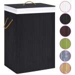 vidaXL Coș de rufe din bambus cu 2 secțiuni, negru, 72 L vidaXL Coș de rufe din bambus cu 2 secțiuni, negru, 72 L