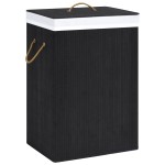 vidaXL Coș de rufe din bambus cu 2 secțiuni, negru, 72 L vidaXL Coș de rufe din bambus cu 2 secțiuni, negru, 72 L