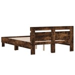 vidaXL Cadru de pat cu tăblie stejar fumuriu 120x190 cm lemn prelucrat vidaXL Cadru de pat cu tăblie stejar fumuriu 120x190 cm lemn prelucrat