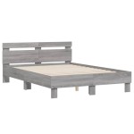 vidaXL Cadru de pat cu tăblie gri sonoma 120x190 cm lemn prelucrat vidaXL Cadru de pat cu tăblie gri sonoma 120x190 cm lemn prelucrat