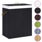vidaXL Coș de rufe din bambus cu 2 secțiuni, negru, 100 L vidaXL Coș de rufe din bambus cu 2 secțiuni, negru, 100 L