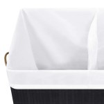 vidaXL Coș de rufe din bambus cu 2 secțiuni, negru, 100 L vidaXL Coș de rufe din bambus cu 2 secțiuni, negru, 100 L