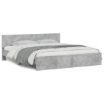 vidaXL Cadru de pat cu tăblie, gri beton, 180x200 cm vidaXL Cadru de pat cu tăblie, gri beton, 180x200 cm