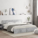 vidaXL Cadru de pat cu tăblie, gri beton, 180x200 cm vidaXL Cadru de pat cu tăblie, gri beton, 180x200 cm