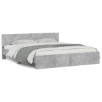 vidaXL Cadru de pat cu tăblie, gri beton, 160x200 cm vidaXL Cadru de pat cu tăblie, gri beton, 160x200 cm