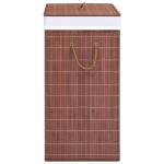 vidaXL Coș de rufe din bambus cu 2 secțiuni, maro, 100 L vidaXL Coș de rufe din bambus cu 2 secțiuni, maro, 100 L