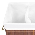 vidaXL Coș de rufe din bambus cu 2 secțiuni, maro, 100 L vidaXL Coș de rufe din bambus cu 2 secțiuni, maro, 100 L