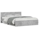 vidaXL Cadru de pat cu tăblie, gri beton, 140x200 cm vidaXL Cadru de pat cu tăblie, gri beton, 140x200 cm