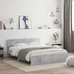vidaXL Cadru de pat cu tăblie, gri beton, 140x200 cm vidaXL Cadru de pat cu tăblie, gri beton, 140x200 cm
