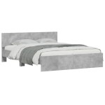 vidaXL Cadru de pat cu tăblie, gri beton, 140x200 cm vidaXL Cadru de pat cu tăblie, gri beton, 140x200 cm