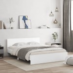 vidaXL Cadru de pat cu tăblie, alb, 140x190 cm vidaXL Cadru de pat cu tăblie, alb, 140x190 cm