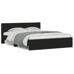 vidaXL Cadru de pat cu tăblie, negru, 140x190 cm vidaXL Cadru de pat cu tăblie, negru, 140x190 cm