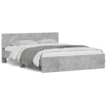 vidaXL Cadru de pat cu tăblie, gri beton, 140x190 cm vidaXL Cadru de pat cu tăblie, gri beton, 140x190 cm