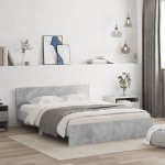 vidaXL Cadru de pat cu tăblie, gri beton, 140x190 cm vidaXL Cadru de pat cu tăblie, gri beton, 140x190 cm