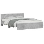 vidaXL Cadru de pat cu tăblie, gri beton, 140x190 cm vidaXL Cadru de pat cu tăblie, gri beton, 140x190 cm