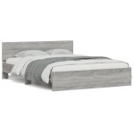 vidaXL Cadru de pat cu tăblie, gri sonoma, 140x190 cm vidaXL Cadru de pat cu tăblie, gri sonoma, 140x190 cm