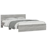 vidaXL Cadru de pat cu tăblie, gri sonoma, 140x190 cm vidaXL Cadru de pat cu tăblie, gri sonoma, 140x190 cm