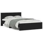 vidaXL Cadru de pat cu tăblie, negru, 135x190 cm vidaXL Cadru de pat cu tăblie, negru, 135x190 cm
