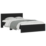 vidaXL Cadru de pat cu tăblie, negru, 135x190 cm vidaXL Cadru de pat cu tăblie, negru, 135x190 cm
