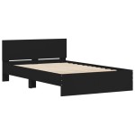 vidaXL Cadru de pat cu tăblie, negru, 135x190 cm vidaXL Cadru de pat cu tăblie, negru, 135x190 cm